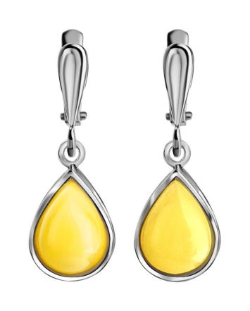 Honey Amber Earrings In Sterling Silver The Fiori, image 