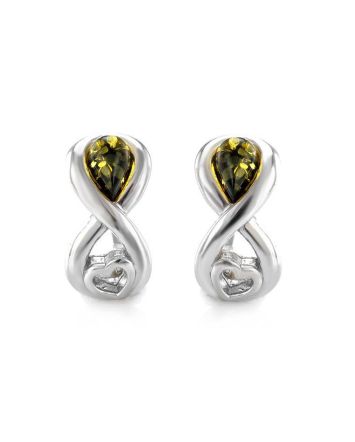 Green Amber Earrings In Sterling Silver The Amour, image 