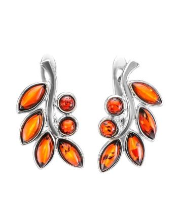 Sterling Silver Earrings With Cherry Amber The Verbena, image 