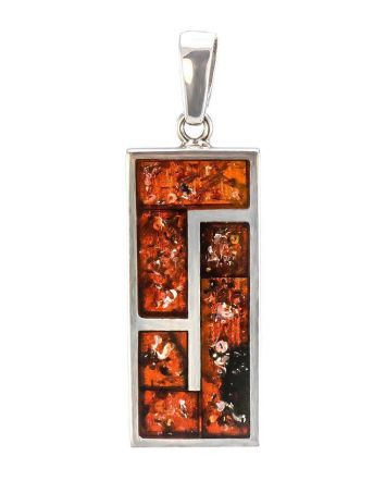 Geometric Amber Pendant In Sterling Silver The London, image 
