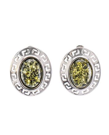 Green Amber Earrings In Sterling Silver The Ellas, image 