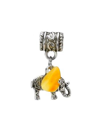 Metal Charm With Honey Amber The Elephant, image 