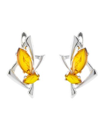 Stylish Cognac Amber Earrings In Sterling Silver The Pegasus, image 