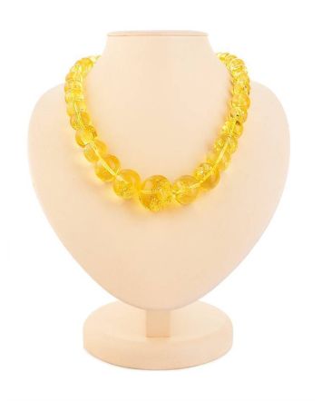 Lemon Amber Ball Beaded Necklace, image 