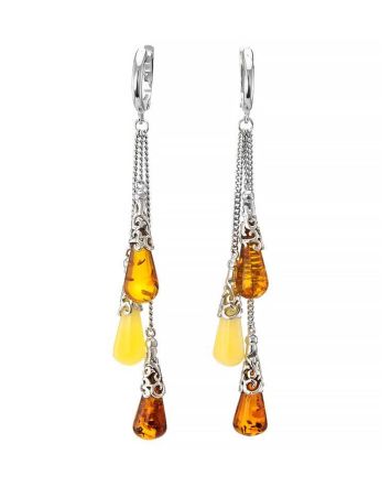 Multicolor Amber Earrings In Sterling Silver The Casablanca, image 