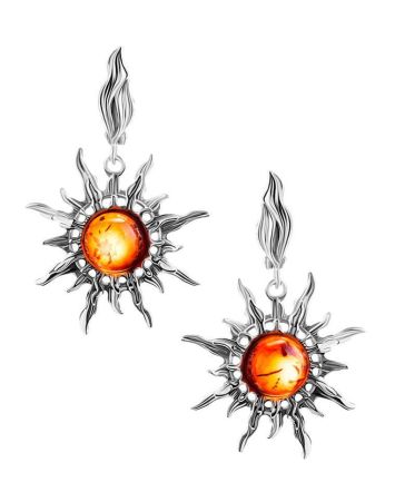 Drop Amber Earrings In Sterling Silver The Helios, image 