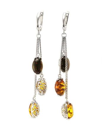 Dangle Amber Earrings In Sterling Silver The Casablanca, image 
