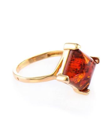 Gold-Plated Ring With Square Amber The Athena, Ring Size: 12 / 21.5, image 