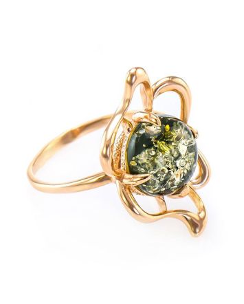 Refined Amber Ring In Gold-Plated Silver The Daisy, Ring Size: 12 / 21.5, image 