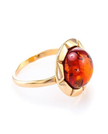 Gold-Plated Silver Ring With Cognac Amber The Zephyr, Ring Size: 13 / 22, image 