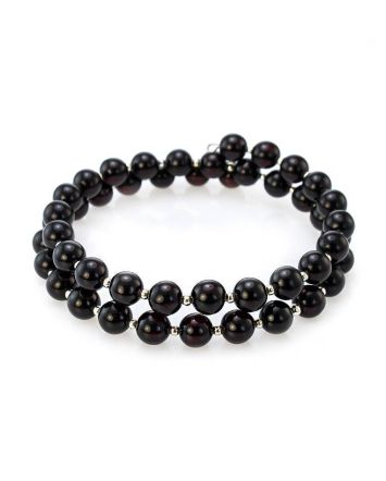 Dark Amber And Glass Beads Bracelet The Ariadna, image 