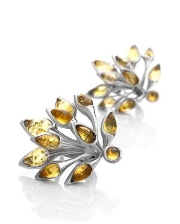 Amber Earrings In Sterling Silver Dahlia, image 