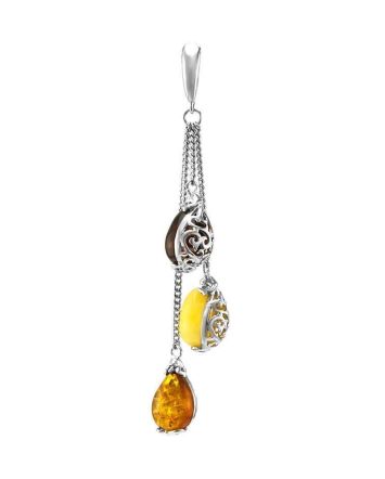 Dangle Amber Pendant In Sterling Silver The Casablanca, image 