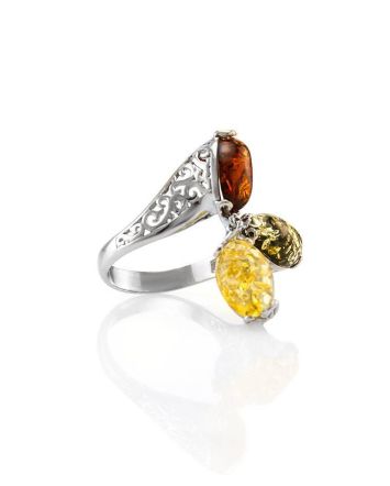 Trilogy Amber Ring In Sterling Silver The Casablanca, Ring Size: 6 / 16.5, image 