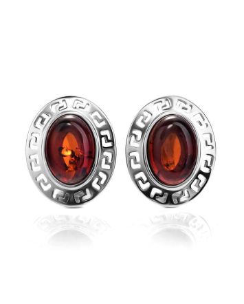 Cherry Amber Earrings In Sterling Silver The Ellas, image 