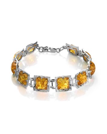 Lemon Amber Link Bracelet In Sterling Silver The Hermitage, image 