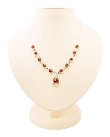Cognac Amber Necklace In Sterling Silver The Orion, image 