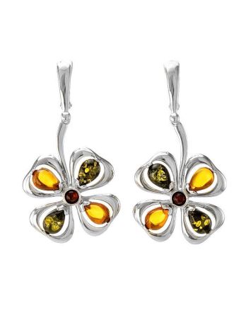 Multicolor Amber Earrings In Sterling Silver The Shamrock, image 