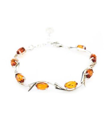 Cognac Amber Bracelet In Sterling Silver The Verbena, image 