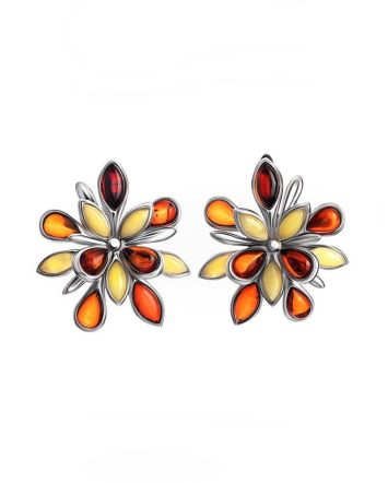 Floral Amber Earrings In Sterling Silver The Dahlia, image 