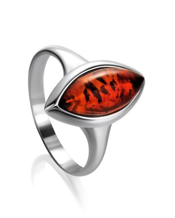 Refined Cognac Amber Ring In Sterling Silver The Amaranth, Ring Size: 11.5 / 21, image 