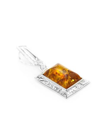 Geometric Silver Pendant With Bright Cognac Amber The Hermitage, image 