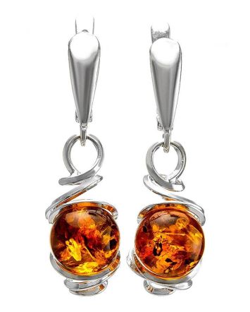 Drop Amber Earrings In Sterling Silver The Flamenco, image 