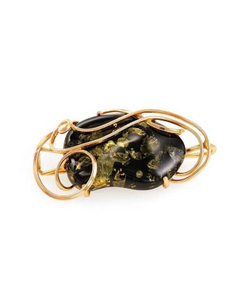 Handmade Amber Brooch In Gold Plated Silver The Rialto, image 