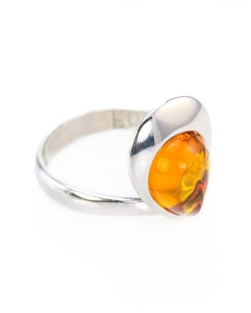 Bright Cognac Amber Ring In Sterling Silver The Orion, Ring Size: 10 / 20, image 