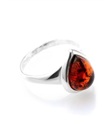 Cherry Amber Ring In Sterling Silver The Fiori, Ring Size: 6.5 / 17, image 