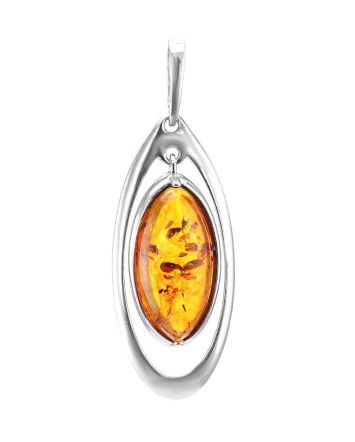 Bright Silver Pendant With Cognac Amber The Sonnet, image 