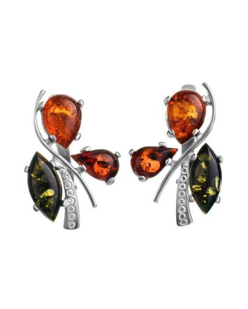 Multicolor Amber Earrings In Sterling Silver The Verbena, image 