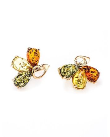 Multicolor Amber Earrings In Gold The Dandelion, image 