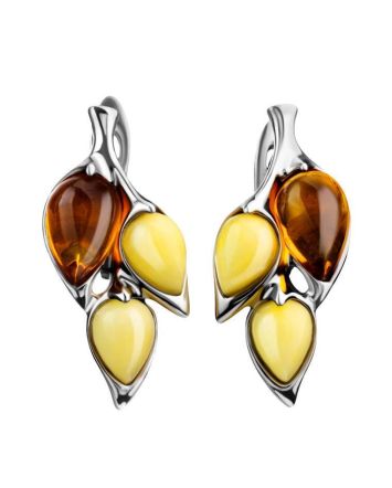 Floral Amber Earrings In Sterling Silver The Verbena, image 