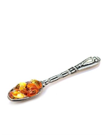 Sterling Silver Souvenir Spoon With Cognac Amber, image 