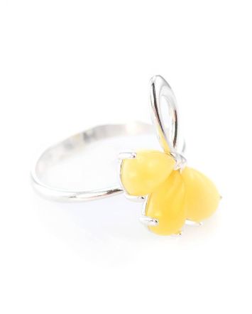 Refined Amber Ring In Sterling Silver The Dandelion, Ring Size: 6 / 16.5, image 