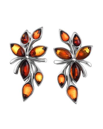 Cognac Amber Earrings In Sterling Silver The Verbena, image 
