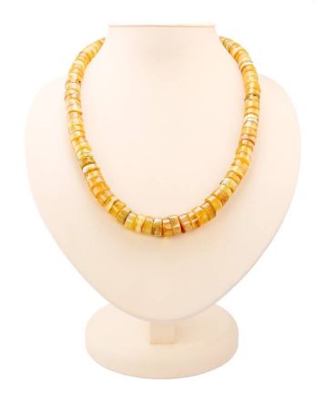 Glossy Amber Beaded Necklace, image 