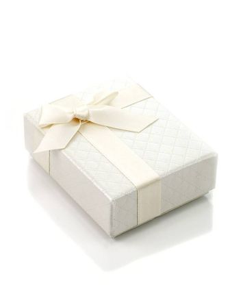 Textured White Cardboard Gift Box With Ribbon, image 