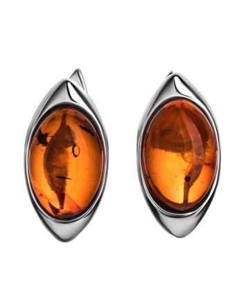 Bright Cognac Amber Earrings In Sterling Silver The Amaranth, image 