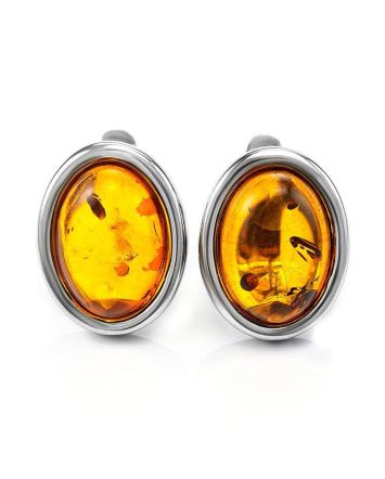 Sterling Silver Earrings With Cognac Amber The Goji, image 