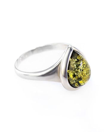 Sterling Silver Ring With Green Amber The Fiori, Ring Size: 9.5 / 19.5, image 