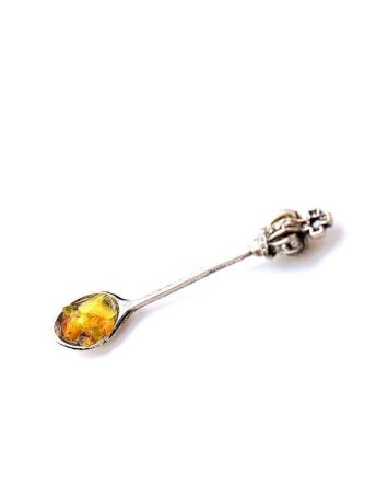 Sterling Silver Souvenir Spoon With Honey Amber, image 