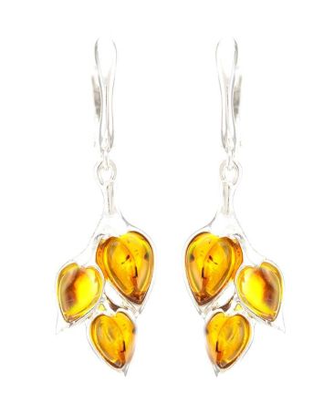 Floral Amber Earrings In Sterling Silver The Verbena, image 