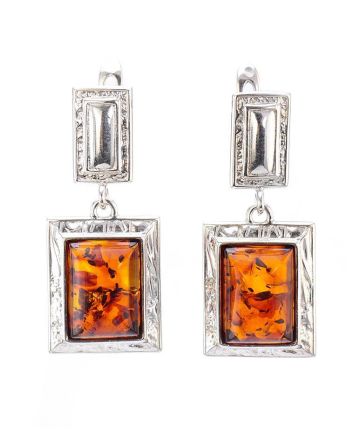 Drop Amber Earrings In Sterling Silver The Hermitage, image 