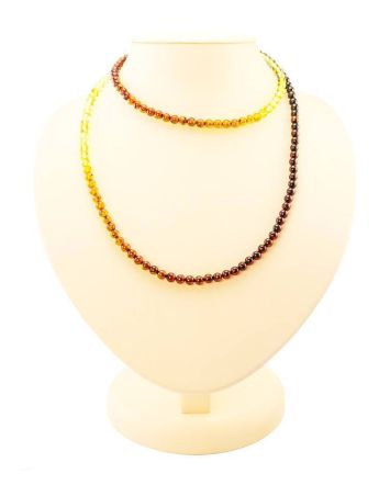 Extra Long Two-Toned Amber Beaded Necklace The Prague, image 