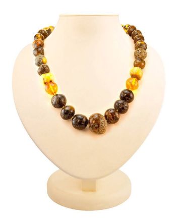 Multicolor Large-To-Small Amber Beaded Necklace, image 