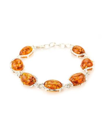 Cognac Amber Link Bracelet In Sterling Silver The Vivaldi, image 