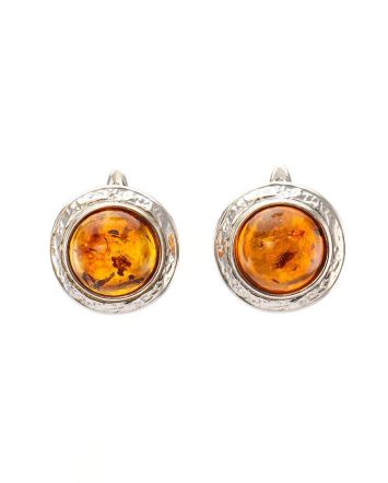 Cognac Amber Earrings In Sterling Silver The Hermitage, image 