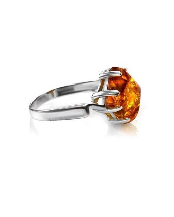Bright Silver Ring With Cognac Amber The Astoria, Ring Size: 5.5 / 16, image 